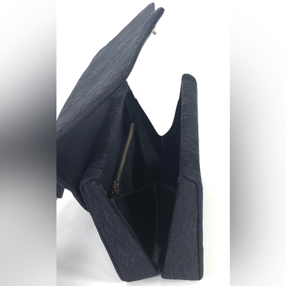 Crown Lewis Vintage Black Jacquard Evening Bag Top Handle Handbag - Picture 8 of 12